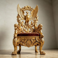 Fauteuil en bois massif sculpté de luxe français, style baroque européen, pour salon de villa, fauteuil en bois d'aigle