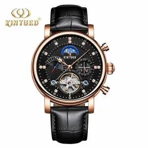 KINYUED J025 Automatic Watches Men Luxury Brand Mechanical Skeleton Watch Mens Electronics Moon Phase Calendar Sport Male Clock