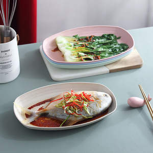 Assiette ovale en paille de blé, grande, couleurs nordiques, pour cuisson vapeur, pâtisserie, vaisselle de table à domicile - Product Image 3