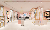 Modische, Bunte, Maßgeschneiderte Marmor-Parfümerie-Einrichtungen, Dekorationen und Kosmetik-Ausstellungsregale mit LED-Beleuchtung für Schönheitsgeschäfte