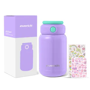 Food Grade Children Stainless Steel Insulated Water Bottles Straw Lock Lid with Splash-proof EVA Water Bottle Cover