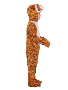 Schattig tijger-onesie kostuum voor kinderen met realistische capuchon & staart, pluche fleece pyjama met voetjes voor Halloween, meerdere maten - Product Image 4