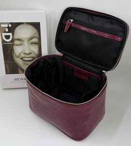 JOYSUN Élégante trousse de toilette violette à texture croco, trousse de maquillage de voyage en cuir PU imperméable avec miroir, cadeau pour femmes - Product Image 3