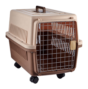 Patrón sólido Botón a presión Ecológico Pet Airline Travel Crates Jaula de transporte de plástico para mascotas medianas y grandes - Product Image 1