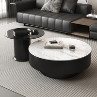 Table basse de style italien de luxe avec plateau en ardoise, rangement intégré, moderne, petite taille, ensemble de salon, idéale pour la maison, simple
