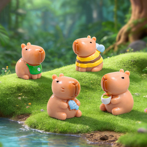 Miniaturas de Animales de Resina, Mini Figuras de Capibara para el Tablero del Auto, Casa de Muñecas, Jardín de Hadas, Decoración del Hogar, Decoraciones de Cumpleaños - Product Image 2