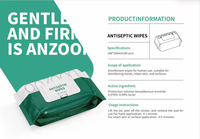 Lingettes désinfectantes antiseptiques au bromure de benzalkonium, 80 lingettes par paquet, pour la maison, l'hôtel, la désinfection des mains, de la peau et des surfaces.