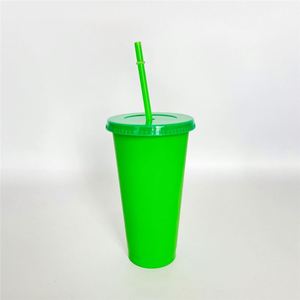 Gobelets en plastique pour boissons froides Boba avec logo personnalisé, couleur claire, avec couvercle et paille, anti-fuite, capacité de 8 à 32 oz - Product Image 4