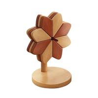 Sous-verres en bois massif en forme d'éolienne, 3/4/5 pièces par lot, 3 couleurs, résistants à la chaleur, décorations de table, vente en gros