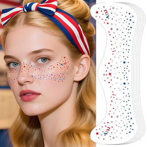 สติ๊กเกอร์รอยสักชั่วคราวลายดาวสีแดงสีขาวสีน้ำเงินปาร์ตี้เครื่องสำอางค์ฟิล์มกันน้ำหนึ่งขนาด - Product Image 1