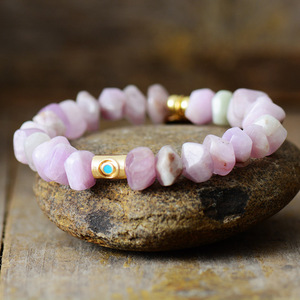 Bracelet en pierres naturelles et cristaux, perles violettes, élastique, unisexe, cadeau, bijoux bohèmes, bracelet à breloques fait main - Product Image 2