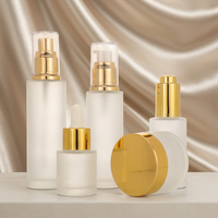 Bouteille de luxe en verre dépoli, ensemble de soins de la peau, emballage de luxe 20 30 40 50 60 80 100 120 150ml, Lotion corporelle de pompe