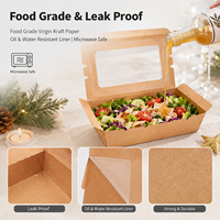 Boîte à emporter en papier kraft écologique jetable avec fenêtre, 500-2100 ml, récipient alimentaire étanche pour gâteaux, sushis, déjeuners