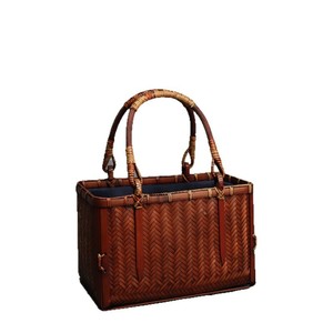 Bamboo Woven Handbag Women's Shoulder Bag Manual Crafted Geometric Pattern Bohemian Style With Handle - Product Image 5