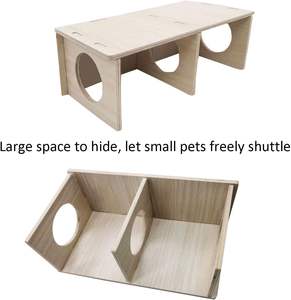 Animales pequeños de madera 2 cámaras escondite-túnel multicámara juguete de exploración escondite laberinto túnel plataforma jaula accesorios portátil - Product Image 6