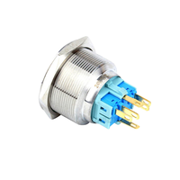 Tombol Tekan Anti Air 28mm Self Reset IP67 Kepala Datar Anti Vandal Switch Logam Dengan Lampu LED untuk Pengontrol Industri
