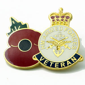 Emaye broş kırmızı gelincik çiçeği yaka rozetleri - Product Image 1