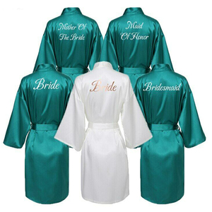 Bata de seda blanca de manga larga para dama de honor, de satén, personalizada - Product Image 3