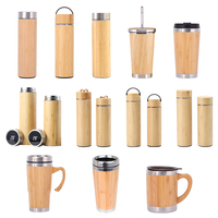 Botol Minum Vakum Dinding Ganda Bambu BORGE 450ml, Dapat Digunakan Kembali, untuk Kopi, Perjalanan, dan Minuman Lainnya