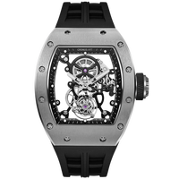Montre squelette tourbillon pour homme CRONUSART, remontage manuel, boîtier en titane, étanche 5 ATM, verre saphir, bracelet en fluororubber