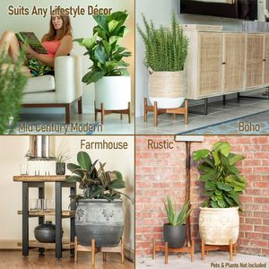 <span class=keywords><strong>Soporte</strong></span> para macetas de madera de nogal ecológico personalizado para exteriores con varios soportes de bambú para plantas de interior. - Product Image 3