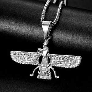 Collier pendentif <span class=keywords><strong>en</strong></span> acier inoxydable plaqué or étanche avec zircon, style Hip Hop persan zoroastrien, <span class=keywords><strong>pour</strong></span> homme, collection 2026 - Product Image 3