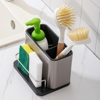 Organisateur de comptoir en métal pour ustensiles de cuisine égouttoir pour couteaux fourchettes cuillères savon à main éponge lave-vaisselle support de rangement
