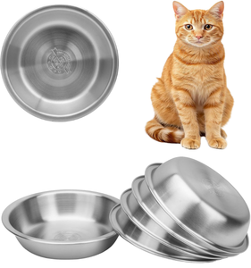 Mangkuk kucing 5.5 inci, ramah lingkungan, piring makanan kucing lebar dangkal 304 makanan baja tahan karat portabel & bergaya - Product Image 4