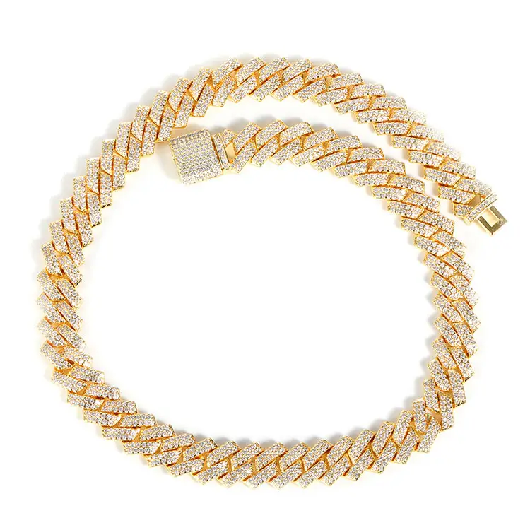 13 мм в стиле «хип-хоп» Cadena мужские льдом КУБИНСКИЙ звено цепи золотые зубец лед в Кубинском стиле ожерелье для женщин