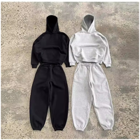 Setelan Hoodie Pullover kelas berat dua potong setelan olahraga pria Hoodie ukuran besar kualitas tinggi kustom dan Set celana keringat pria