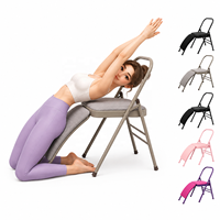 Chaise de yoga pliable en métal à haute capacité de charge avec dossier arqué et coussin de soutien pour les exercices de flexion