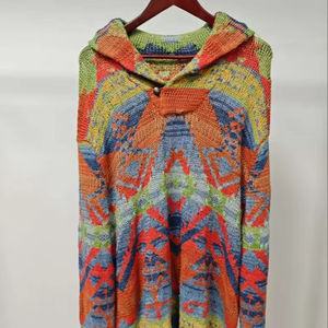 <b>Men's</b> <b>Cardigan</b> with Intricate Geometric Patterns Vivid Multicolor Hooded <b>Knitted</b> Casual Relaxed Fit for Bold Style Statements - Product Image 1