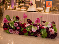 Bouquet de mariée de luxe en soie artificielle rouge bordeaux, arrangement d'hortensias pour allée, fleurs de mariage, fournitures de fête, centres de table