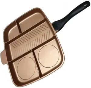 Não-stick Alumínio mágica frigideira multifuncional Dividido 5 em 1 multi seção pan mestre dividido grill pan