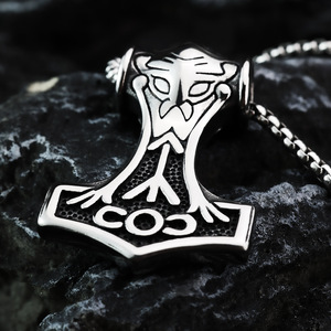 Colgante Martillo de Thor de Acero Inoxidable, Amuleto de Odín de Doble Cara, Collar para Hombre, Joyería de Moda, Regalo - Product Image 4