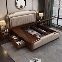 Lit en bois massif en gros, petit lit double de 1,8 mètre, mobilier de chambre à coucher, ensemble de lit en bois scandinave, ensemble de chambre à coucher
