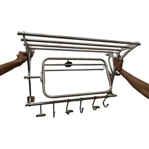 Stainless Steel <b>Wall</b> Mount Coat Rack With <b>Mirror</b> 28 Inch <b>Rectangle</b> Bathroom Clothing Organizer Hook Rack Nickel Finish - Product Image 3