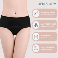 Braguitas Menstruales Transpirables de Modal Tejido para Mujer, Ropa Interior a Prueba de Fugas, Sin Costuras, Cintura Media, Sedosas, Venta al Por Mayor