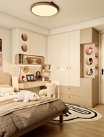 Armoire de chambre d'enfant, placard personnalisé pour enfants avec bureau et rangement, meubles en bois massif pour chambre de fille ou de garçon
