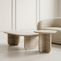 Table basse en marbre crème français créative pour salon, style petite maison, en pierre naturelle de grotte