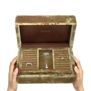 Винтажная шкатулка-органайзер для украшений, пустая коробка для демонстрации и хранения ювелирных изделий, серег, ожерелий, бархатная коробка для украшений - Product Image 1