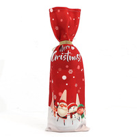 Nouvelle Housse de Bouteille de Vin de Noël Rouge avec Impression Numérique Père Noël, Style Européen et Américain Festif, Décoration de Table de Restaurant
