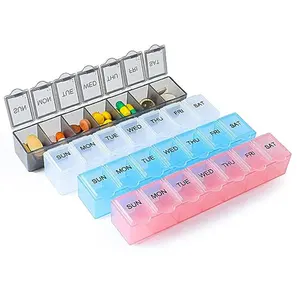 Travel Friendly Day Night Vitamin Organizer Weekly Pill Case Container 7 Day Pill Box 1 Time a Day Small Pill Organizer