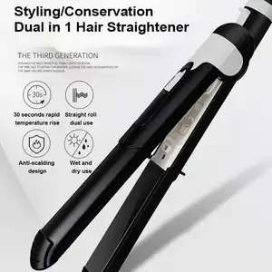 Customized Logo Mini Hair Straightener Ceramic Hair Straightener Curler 2 In 1 Hair Flat Iron And Curler