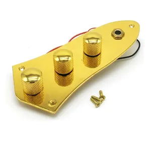 Placa de Control de bajo de guitarra, con montaje de perillas, tornillos de macetas, dorada