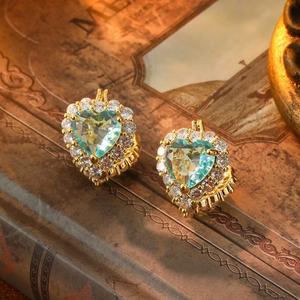 Pendientes de Botón Xiaoxiangfeng de Alta Gama, Versátiles, Súper Brillantes, Elegantes, Edición Coreana, Doble Cara, Microincrustaciones, Color Azul Marino - Product Image 1