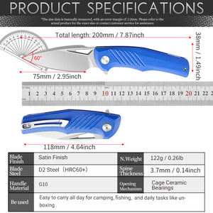 Couteau pliant LONSDOW G10 en acier inoxydable D2, fabrication de précision, chasse, camping en plein <span class=keywords><strong>air</strong></span>, bricolage, couteau de poche EDC - Product Image 6