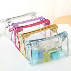 Portable Waterproof Eco-friendly Transparent PVC Makeup <b>Bag</b> Travel Clear PVC Wash Toiletry Cosmetic <b>Bag</b> With Custom Logo - Product Image 2