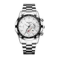 WLISTH1853 Montre classique avec calendrier et date pour hommes, veilleuse, grand cadran, montre à quartz, bracelet en acier inoxydable, montre de luxe