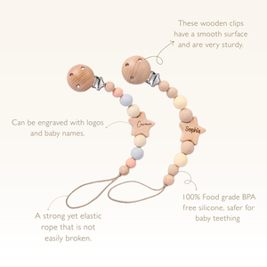 Venta caliente bebé chupete Clip titular Correa BPA libre silicona y <span class=keywords><strong>madera</strong></span> seguridad Breakaway cierre masticable bebé chupete Clip - Product Image 2
